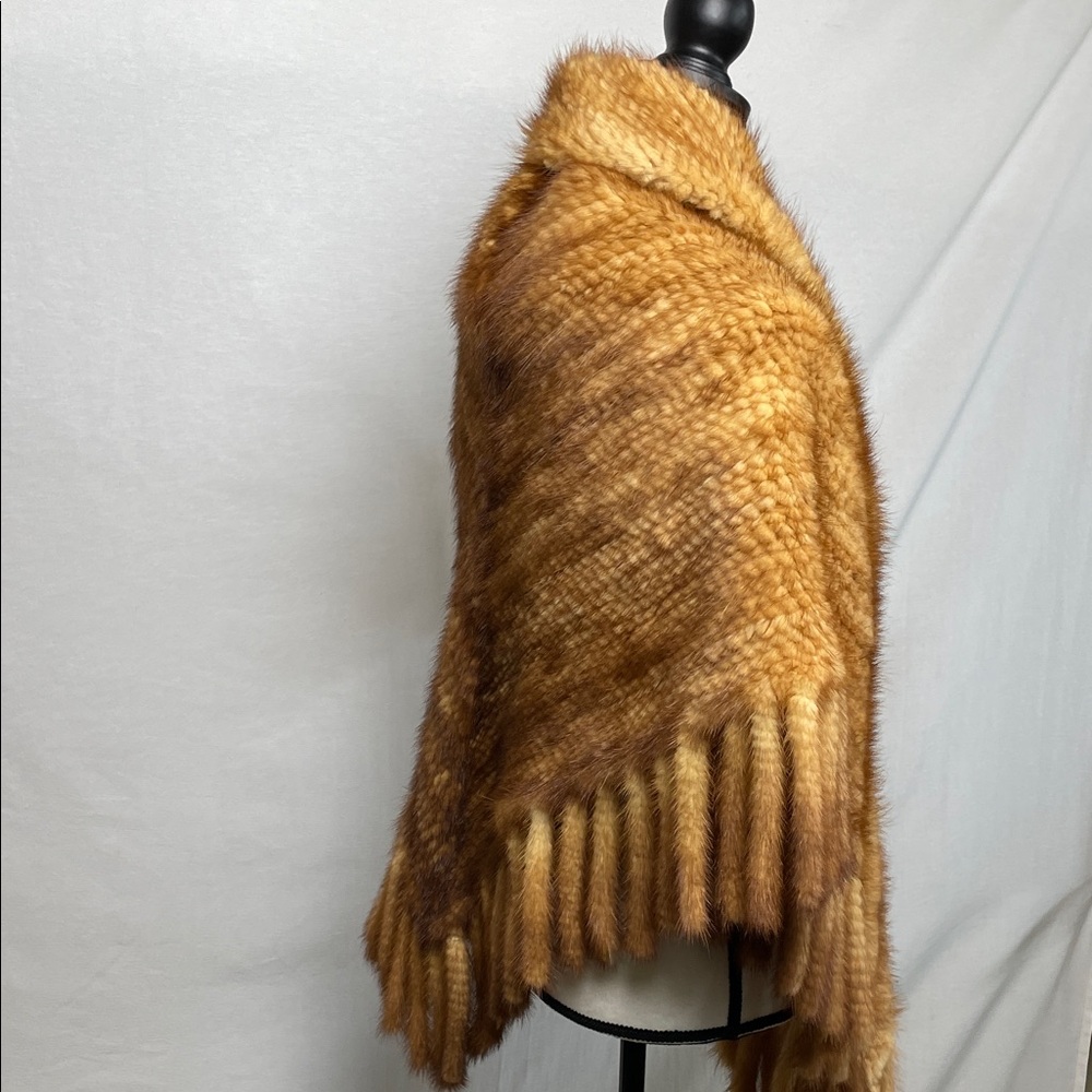 PAULA LISHMAN Limited Hand Knit Mink Fur Cape Poncho Wrap Shawl One Size - Picture 10 of 17